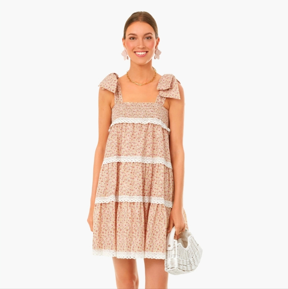 Hyacinth House by Tuckernuck Floral Bow Tie Tellie Mini Dress M